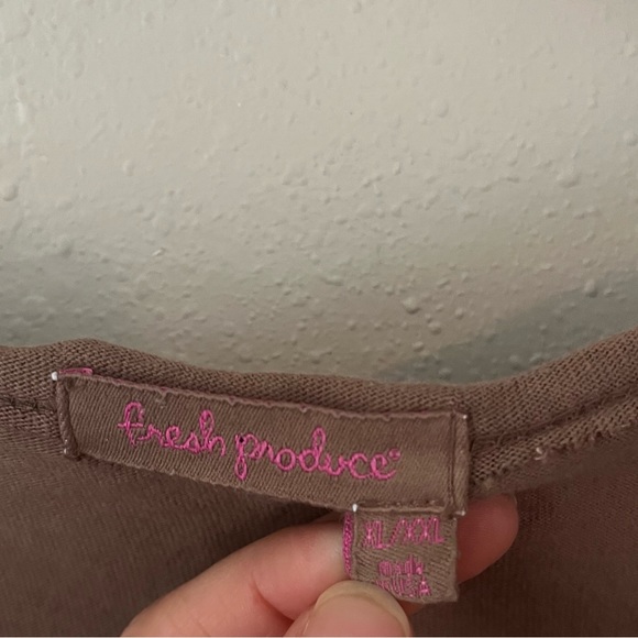 Fresh Produce Brown/Tan Flower Print Blouse Size XL/XXL - Picture 7 of 12